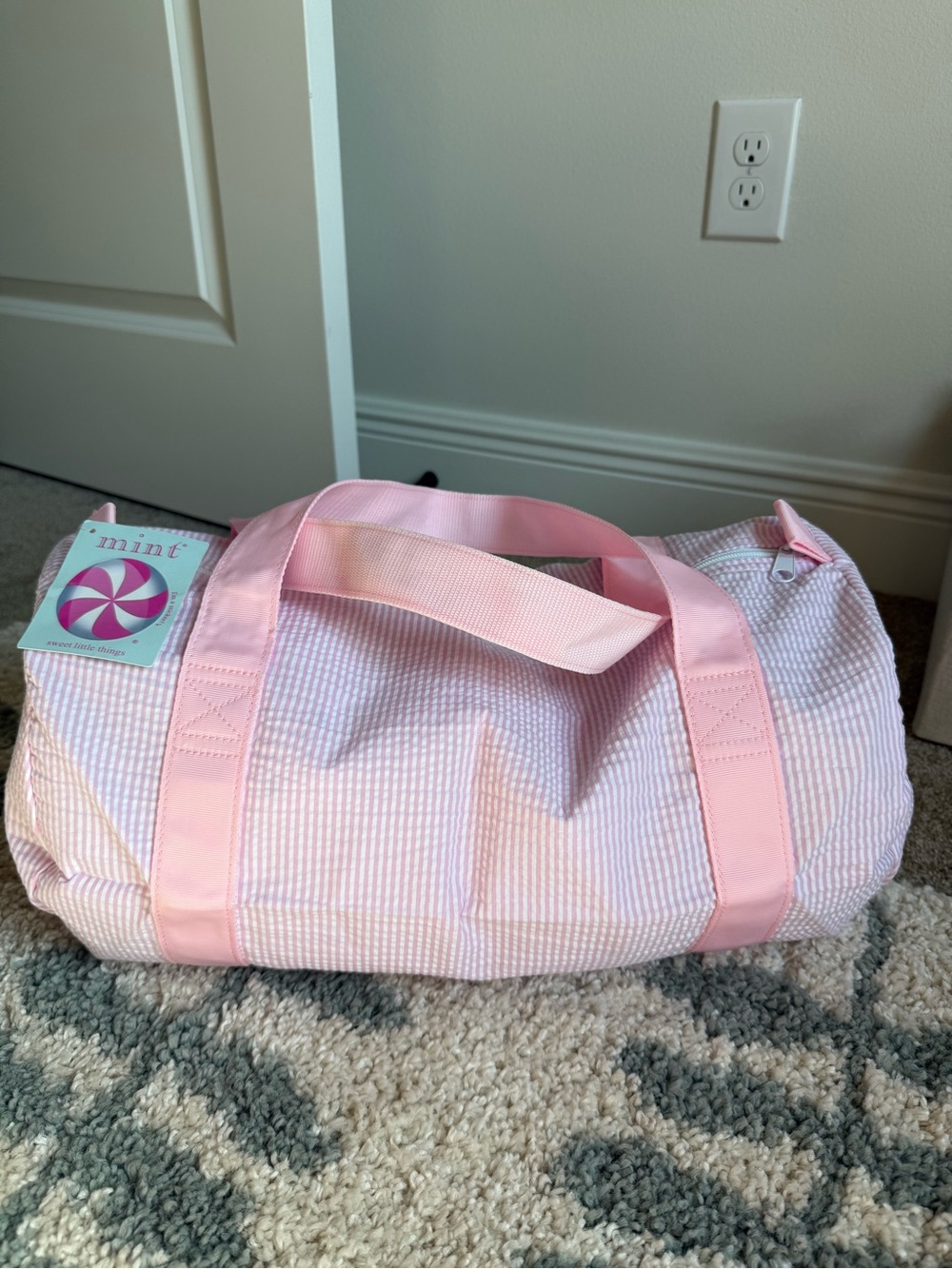 Boutique Pink Striped Duffel Bag for Kids